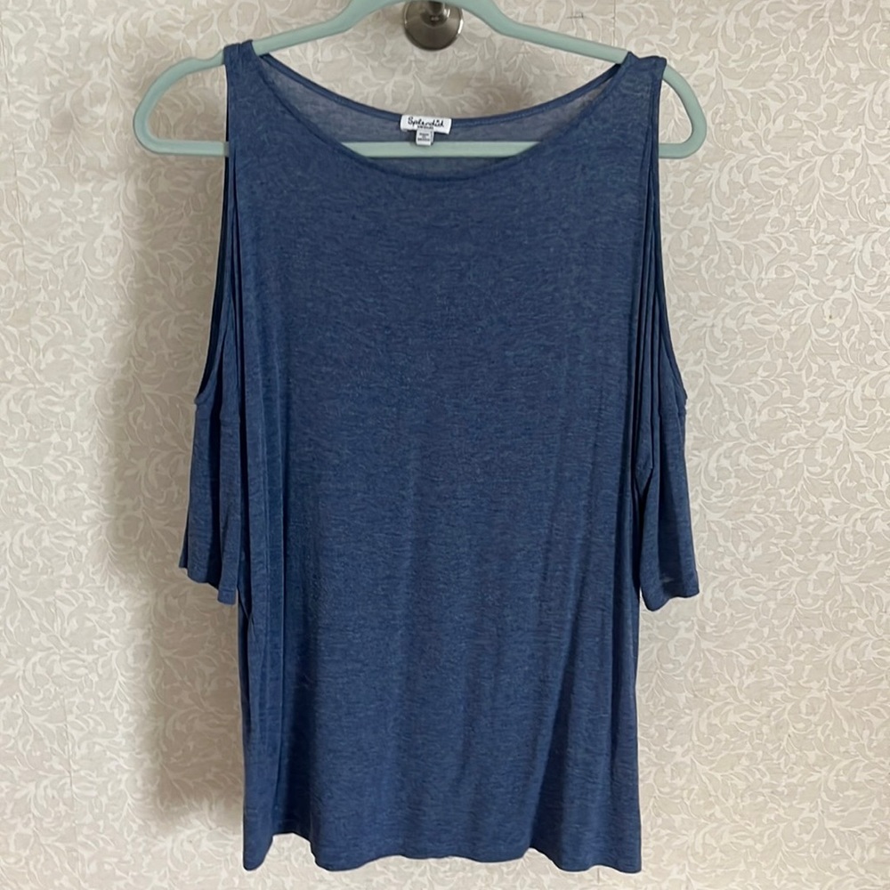 Splendid Blue Cold Shoulder Drapey Tee/Top Medium